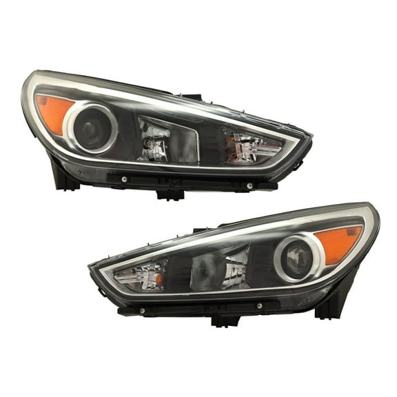 KarParts360 For Hyundai Elantra GT 2018 2019 2020 Headlight Assembly Driver And Passenger Side | Pair | Clear Lens | Black Housing | Replacement For HY2502219, HY2503219 | 92101G3040, 92102G3040