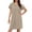 Dresses-1118Khaki, variant on Tshirt Dress for Women V-Neck Short Sleeve Casual Dress Comfy Mini Dresses Solid Rolled Cuff Loose Fit Simple Daily Work Office Summer