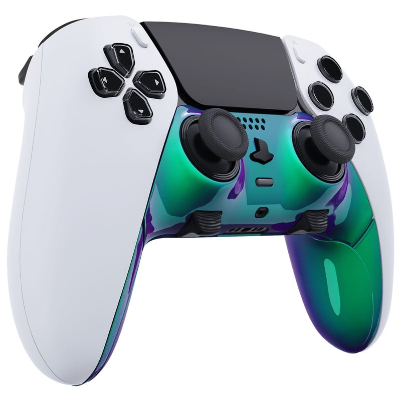 eXtremeRate Top Bottom Trim Shell Replacement Front Back Clip Shell Chameleon Green Purple Plates Cover for ps5 Edge Controller
