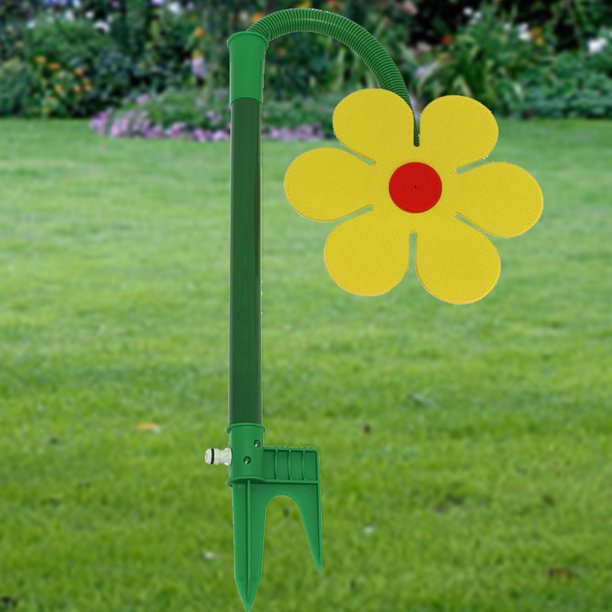 Aspersor de jardín con forma de flor 720 juguetes de aspersor de riego giratorio (amarillo)