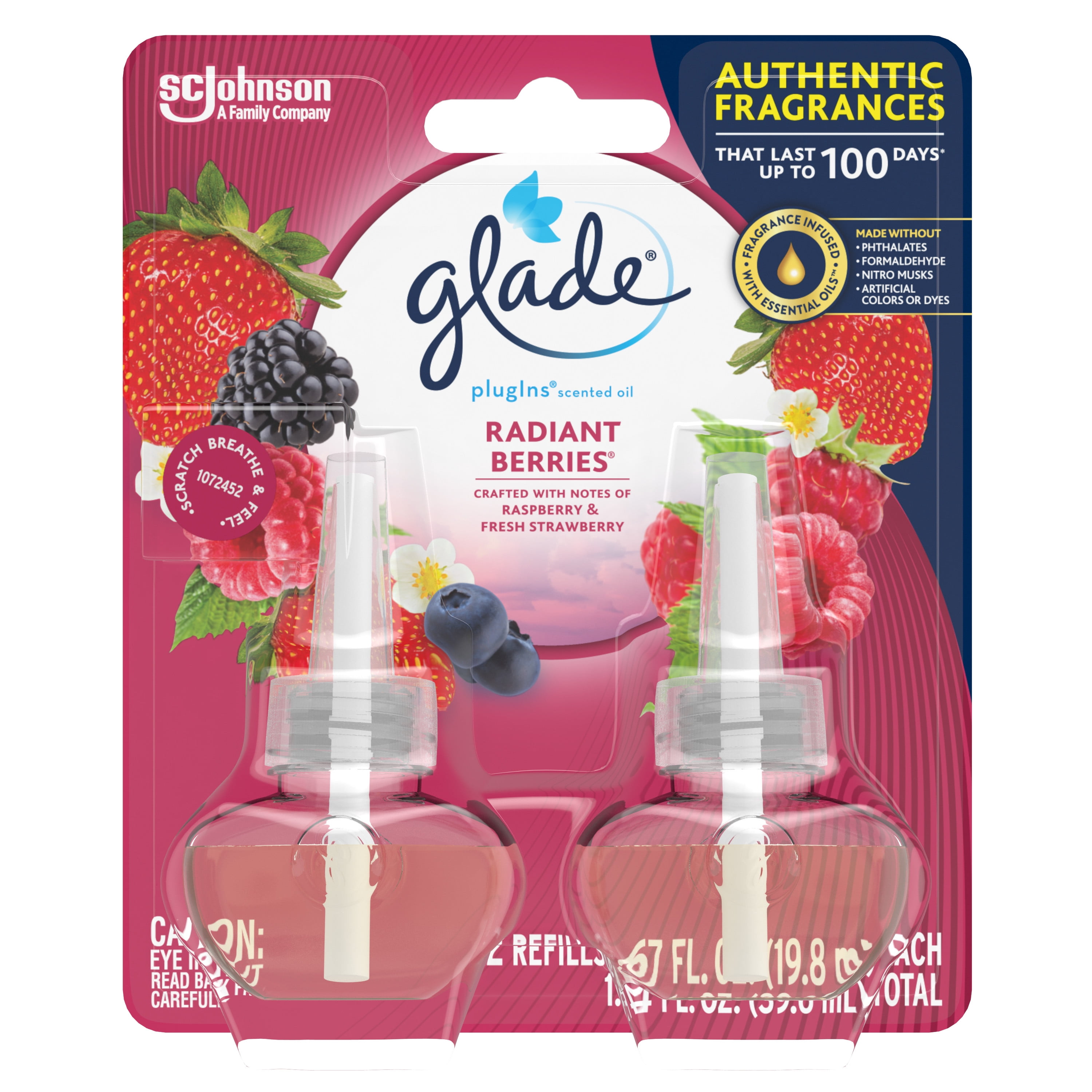 Glade PlugIns Refill 2 CT, Radiant Berries, 1.34 FL. OZ. Total, Scented