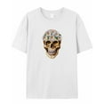 thumbnail image 5 of T Shirts for Women Short Sleeve Cotton Crewneck T-Shirt, Skull Daisy Embroidery Tee Tops Casual Basic T-Shirts, XS-5XL White M, 5 of 7