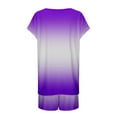 thumbnail image 6 of Women Shorts Sets Outfits Everyday Wear Stylish Short Sleeve Gradient Tshirt Active Drawstring Shorts Sporty Suit Summer Outfits For Women Light Purple S, 6 of 6