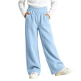 thumbnail image 2 of Girls Corduroy Sweatpants with Pockets Baggy Fall Winter Casual Elastic Waist Kids Active Pants Blue 8, 2 of 7