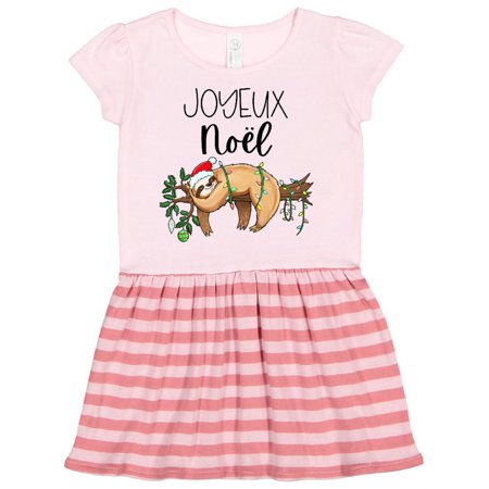 

Inktastic Joyeux Noël- Christmas Sloth Gift Toddler Girl Dress