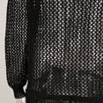 thumbnail image 4 of SELONE Women Black Swimsuit Cover up Knitted Crochet Dresses Long Sleeve Cutout Bathing Suit Mid Summer Clothes L, 4 of 8