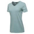 thumbnail image 2 of A2Y Women's Basic Solid Premium Cotton Short Sleeve V-neck T Shirt Tee Tops Blue Grey S, 2 of 6
