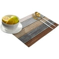thumbnail image 2 of Placemats Set of 6, Retro Rustic Barn Wood Texture Polyester Stain Resistant Table Mats Washable Placemat Decoration for Kitchen Dining Table Ombre Ground Color Brown Grey, 2 of 6