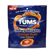 Tums Calcium Carbonate Antacid Chewy Delights, Orange Rush - 32 Ea