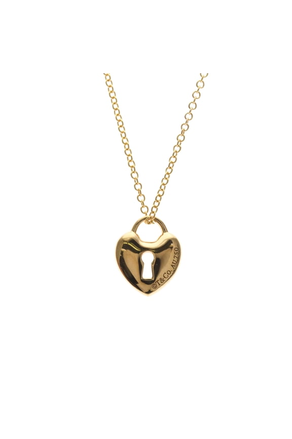 Pre-Owned Tiffany Mini Lock Heart Necklace Pink Gold (18K) No Stone Men,Women Fashion Pendant...