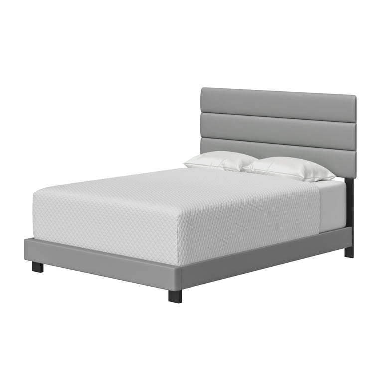 Premier rapallo upholstered faux leather tri panel channel headboard platform bed frame discount