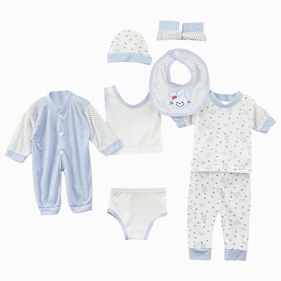XZNPDUCQ Baby Bibs 8PCS Baby Girl Boy Tops Hat Pants  Bib Sock Shose Romper Outfits Set -3 Months Boy Girl Boy Gifts Set