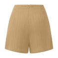 thumbnail image 7 of Women's Polyester Casual Solid Color Lace Up Pocket Shorts, Mid Waist Elastic Loose Drawstring, Pockets Lace Up, Summer Outdoor Travel Vacation Beach, Womens Shorts | UKHCCC,Khaki M, 7 of 7