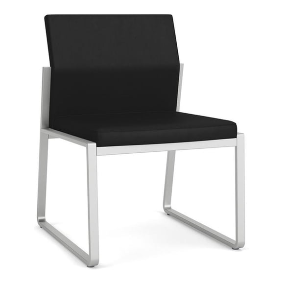 Fauteuil d'Appoint Sans Accoudoirs pour Réception et Salle d'Attente Gansett / Acier Argenté / Noir