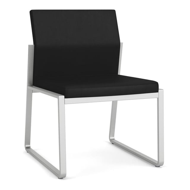 Gansett Reception Waiting Room Armless Guest Chair / Silver Steel / Black