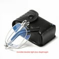 thumbnail image 2 of Grado de cristal Estándar Tableta de resina de alta definición Bolsa con cremallera portátil Espejo plegable para presbicia con doble luz Caja de cuero de calidad Espejo plegable, 2 of 5