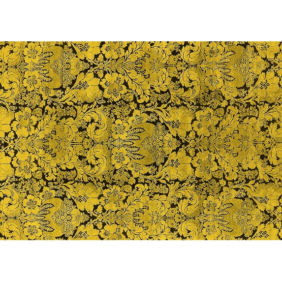 Ahgly Company Indoor Rectangle Oriental Yellow Industrial Area Rugs, 2' x 4'