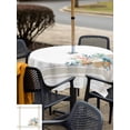 thumbnail image 5 of Outdoor Tablecloth with Umbrella Hole for Patio/Picnic/Party/Camping, Coastal Starfish Waterproof Table Cloth Square Cover Washable, Nautical Shells Coral Eucalyptus Stripes (60"x 60"), 5 of 8
