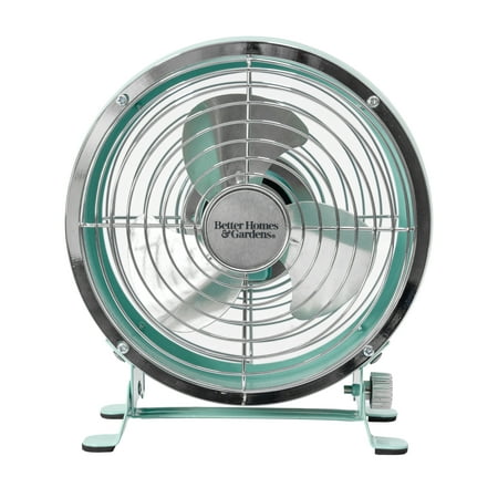 Better Homes &amp; Gardens 5 inch Retro Personal Metal Drum Fan with USB-C Plug Mint
