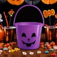 thumbnail image 4 of Halloween Limited！ Halloween Trick or Treat Bucket, Purple Monster Face Plastic Candy Pail with Handle, Kids Halloween Candy Basket for Party Favors and Halloween Decorations, 4 of 5