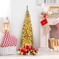 thumbnail image 2 of Patiojoy 5FT Artificial Christmas Tree Pre-lit Pencil Xmas Tree with 296 Branch Tips 150 Warm White LED Lights, 2 of 10