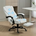 thumbnail image 1 of Vinsetto Massage Office Chair, Linen Fabric Desk Chair w/ Footrest, White, 1 of 10