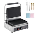 thumbnail image 1 of KFFKFF Commercial Panini Grill, 1800W Electric Sandwich Panini Maker, Stainless Steel Sandwichs Press with Handle and Temp Control, 13.5x9.3 in Full Grooved Enamel Plate, 1 of 9