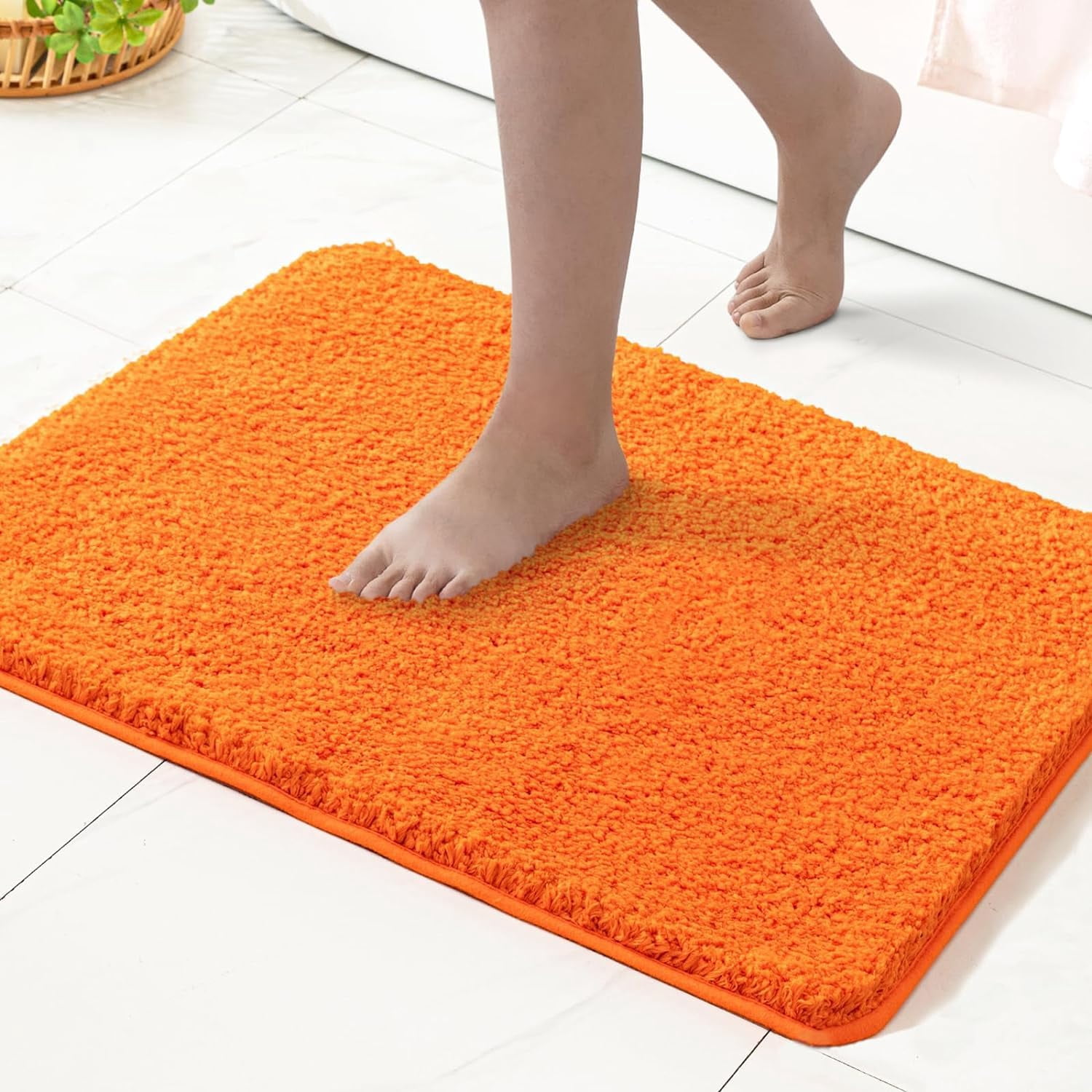 Blue Bathroom Rugs Set 2 Piece Soft Absorbent Microfiber Bath Mat Non Slip Quick Dry Machine Washable Plush Shaggy Mats for Tub Shower Floor 16x24 inches