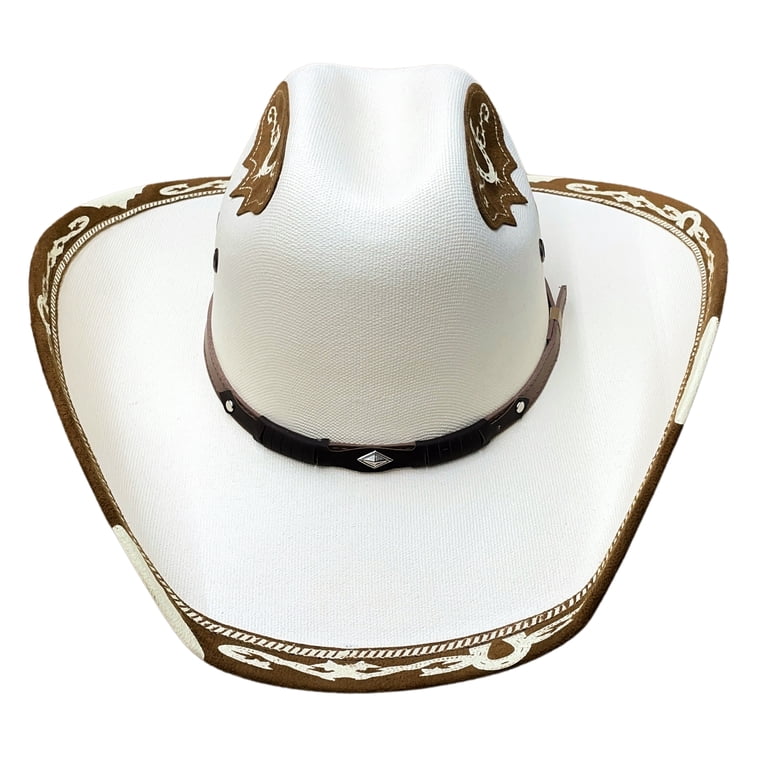 Authentic Mexican Vaquero Cowboy Hat Cream Color with Brown  display picture 2