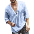 thumbnail image 2 of Men's Lace-Up Solid Color Mid-Sleeve Casual T-Shirt, 2 of 5