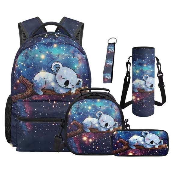 Jeiento Galaxy Backpack Set for 9-12 Years Old 5 Pcs Koala 17 Inch Lightweight Bookbag with Insulated Lunch Bag Pencil Case for Elementary School Gift for Daughter
