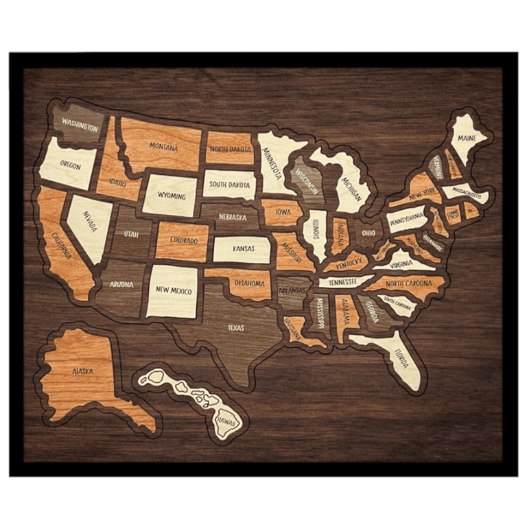 Wooden USA Travel Map Puzzle, 50 States United States Puzzle, Wall