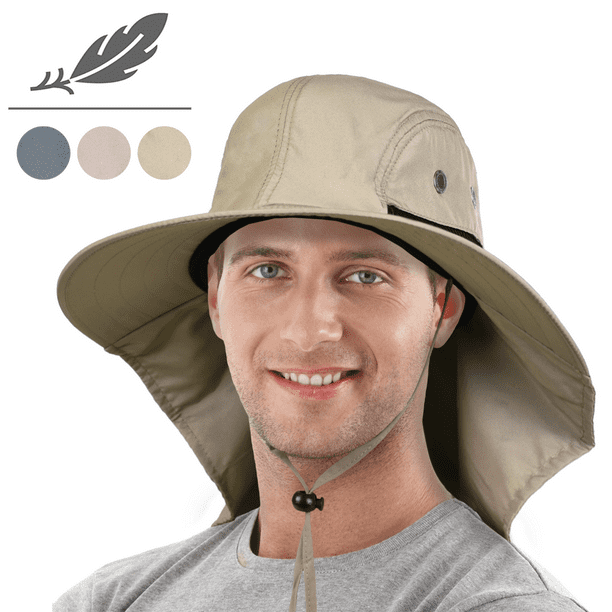 Sun Blocker Unisex Sun Hat With Neck Flap Wide Brim Outdoor Camping Hiking Hunting Fishing Cap Tan Walmart Com