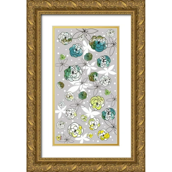 Ogren, Sarah 15x24 Gold Ornate Wood Framed with Double Matting Museum Art Print Titled - Grey Floral