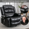 thumbnail image 5 of UHOMEPRO Massage Swivel Rocker Recliner Chair, PU Leather Rocking Sofa Home Recliner with Side Pockets Cup Holder and USB Charge Port, 360-degree Rotation, 30-degree Rocking, Black, 5 of 8
