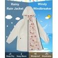 thumbnail image 4 of SOLOCOTE Girls Light Raincoat Kids Waterproof Long Rain Jacket Hooded Spring Fall Lined Windbreaker, 4 of 8