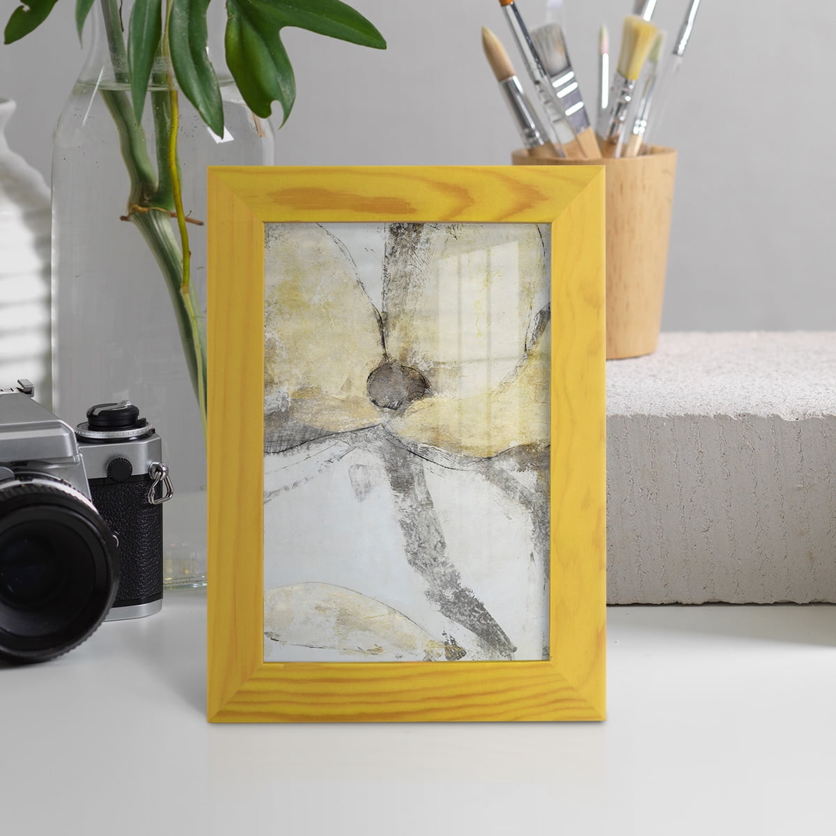 Une Fleur I - Framed Print w/glass - Sunflower Yellow