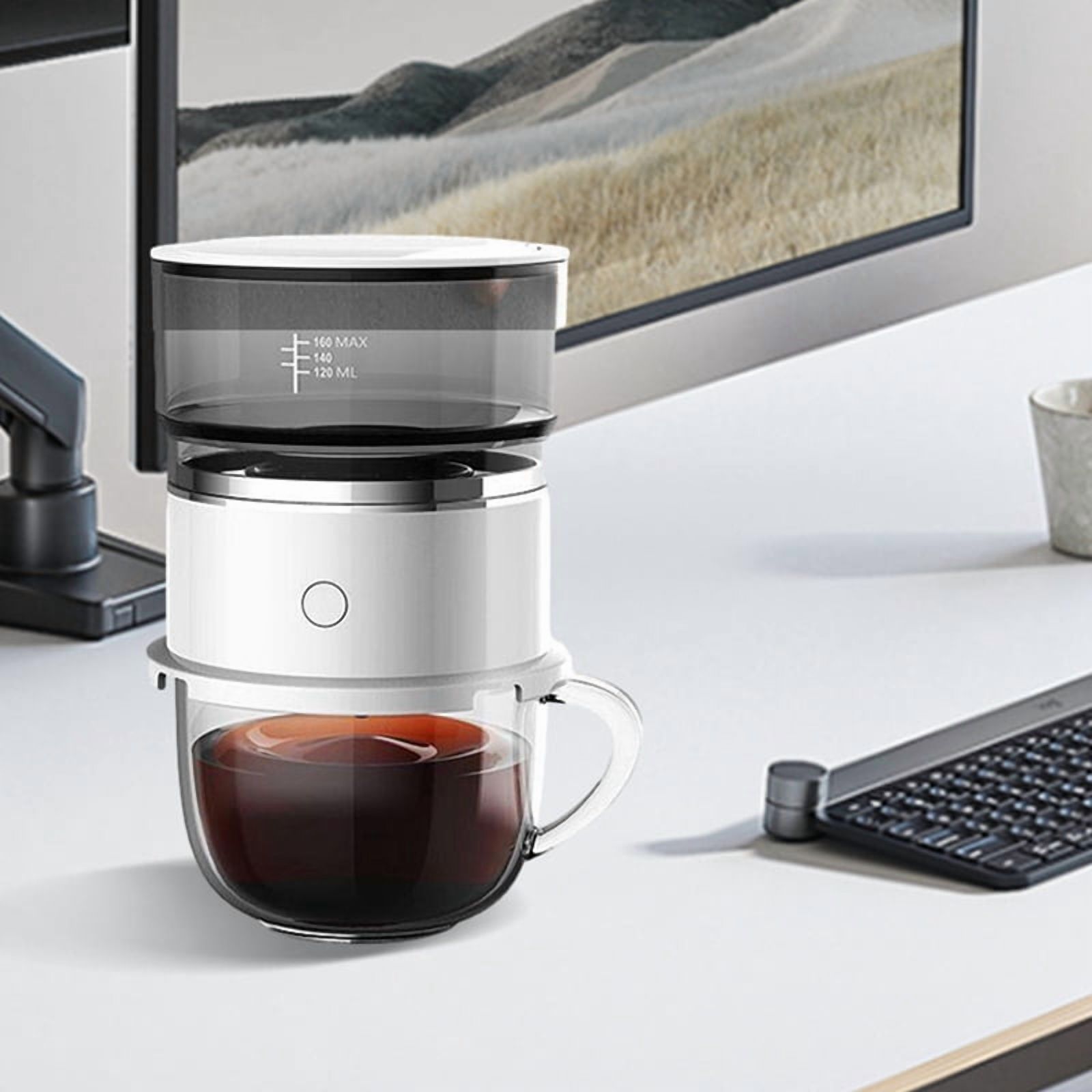 Portable Hand-Pressed Coffee Maker with Stainless Steel Filter Automatic Drip for Travel, Camping,