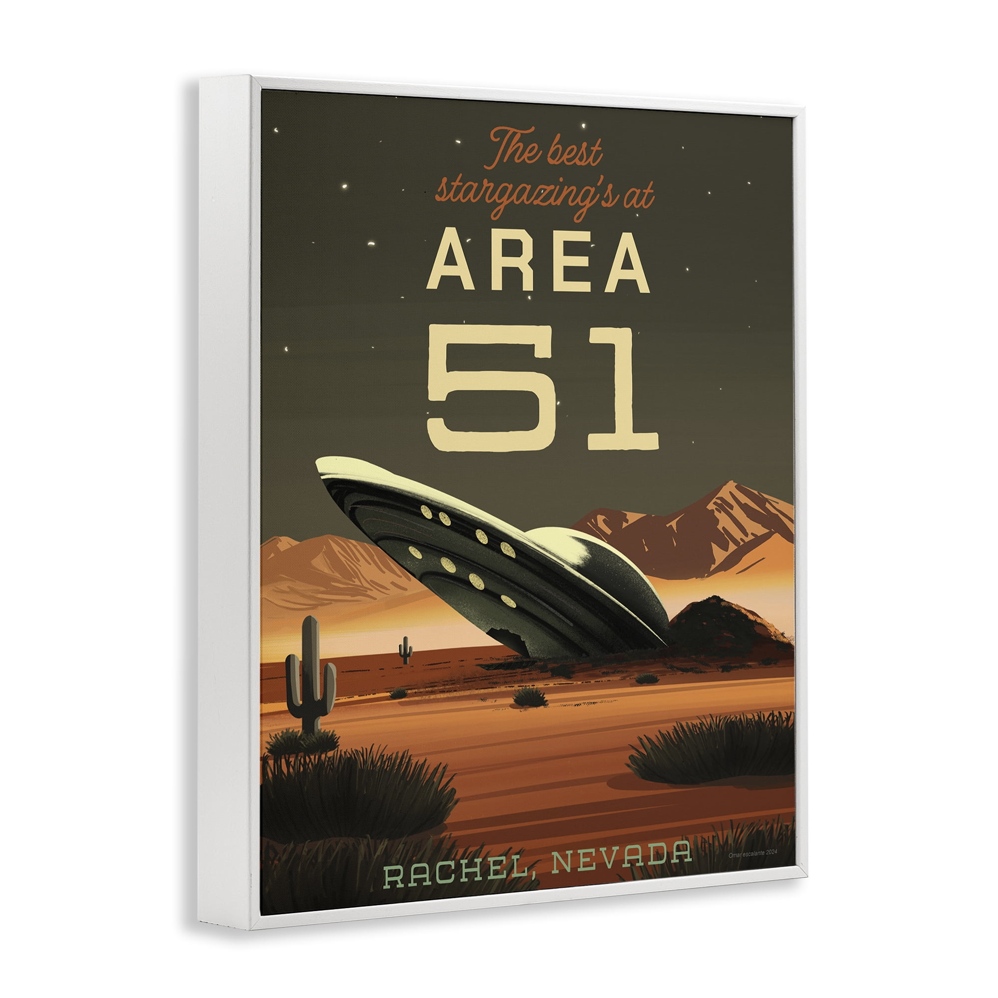 Stupell Industries Stargazing Area 51 White Framed Giclee Art, design by Omar Escalante