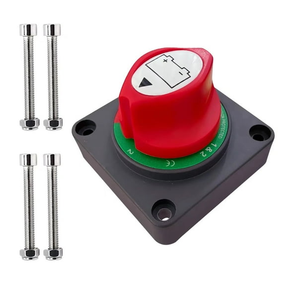 Ampper Panel Mounted 1-2-Both-Off Battery Disconnect Switch, 12-48 V Battery Master Cut Shut Off Isolator Switch for Car, RV, Boat and More (1-2-Both-Off)