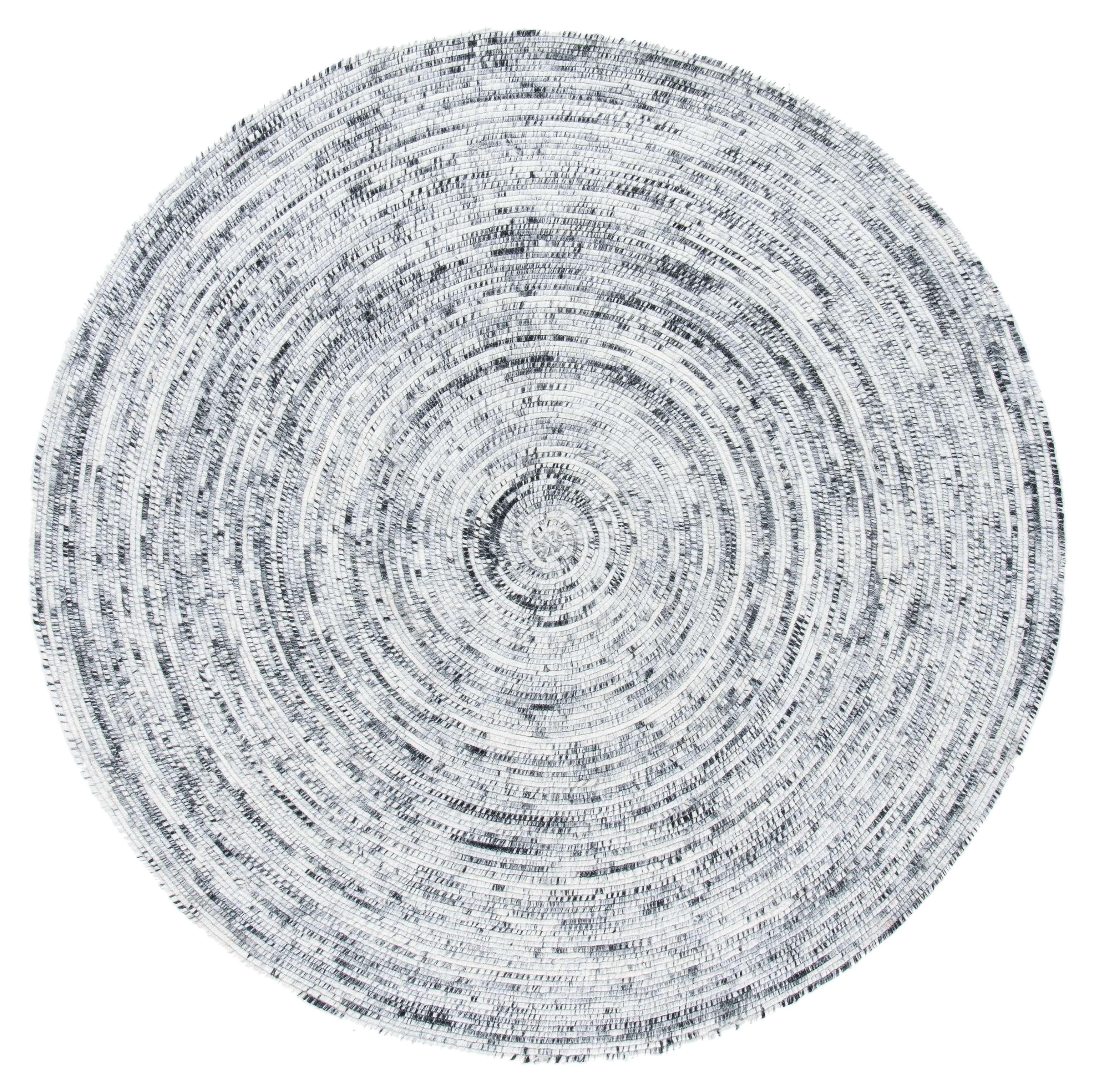 SAFAVIEH Braided Bernica Solid Polyester Reversible Area Rug, Ivory/Black, 4' x 4' Round