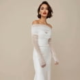 thumbnail image 6 of Vjnyvs Bridal One-Shoulder Pearl Tulle Cape & Gloves Set Wedding Detachable Mesh Shawl with Arm Sleeves Pearl Embellished Shoulder Drape Elbow Length Bridal Accessories Set, 6 of 7