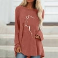 thumbnail image 1 of Hauts d'Été pour Femmes 2023 T-shirt à Manches Longues Ample Décontracté à Col Rond Imprimé Uni pour Dames Blouses pour Femmes Chic Décontracté Aguichant en Liquidation, 1 of 4