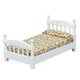 thumbnail image 1 of Mueble de casa de muñecas en miniatura, cama individual blanca de madera, 1 of 3