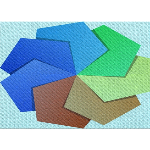 Ahgly Company Machine Washable Indoor Rectangle Transitional Azure Blue Area Rugs, 5' x 7'