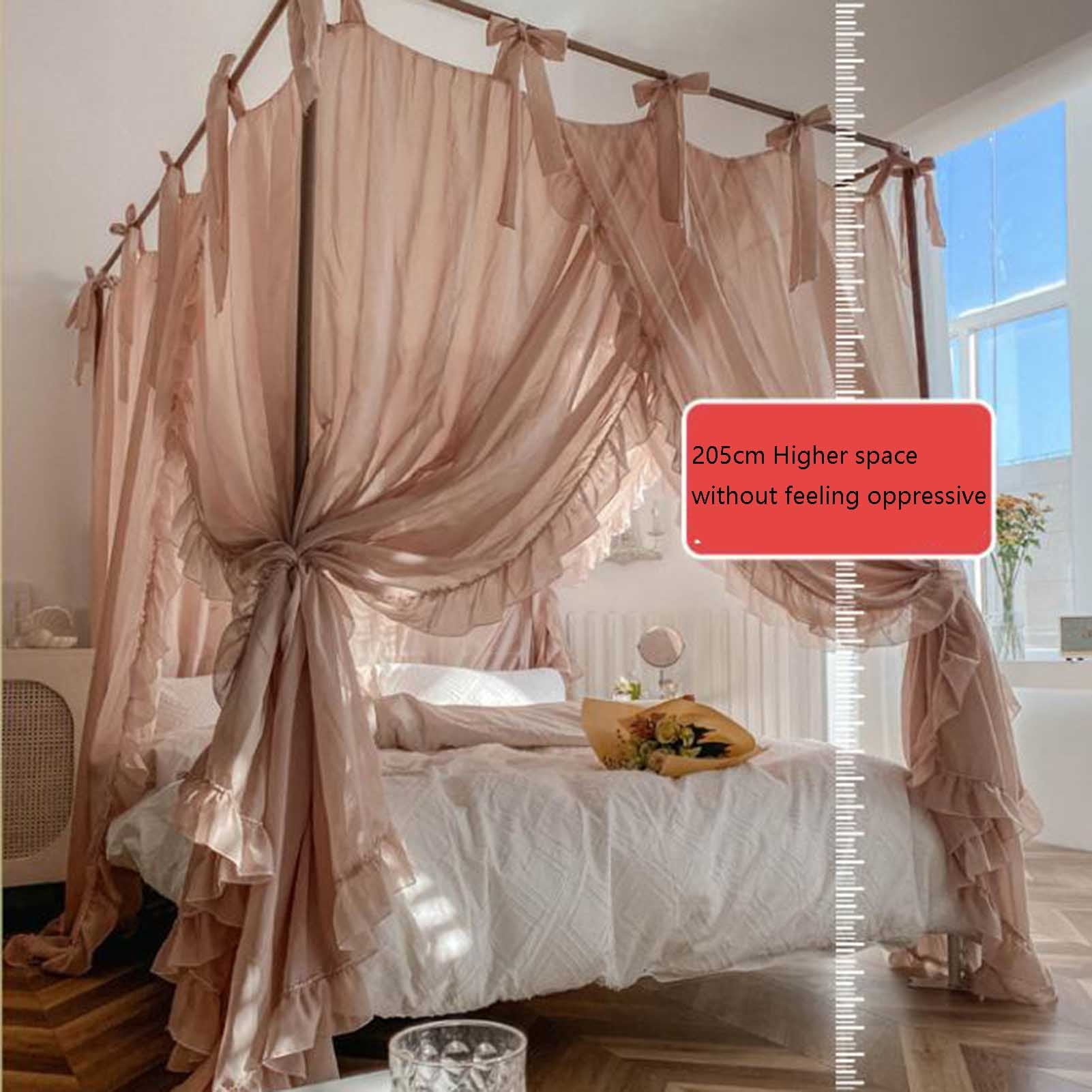 Canopy Bed Curtains with Canopy Frame,Bed Drapes Mosquito Net for Bed,4 Poster Bed Canopy for Girls Bedroom Decoration Accessories