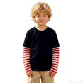 thumbnail image 2 of Fozruso Boys Striped Long Sleeve T-Shirts Casual Round Neck Pullover Tee Shirt Tops Fall Outfits, 2 of 7