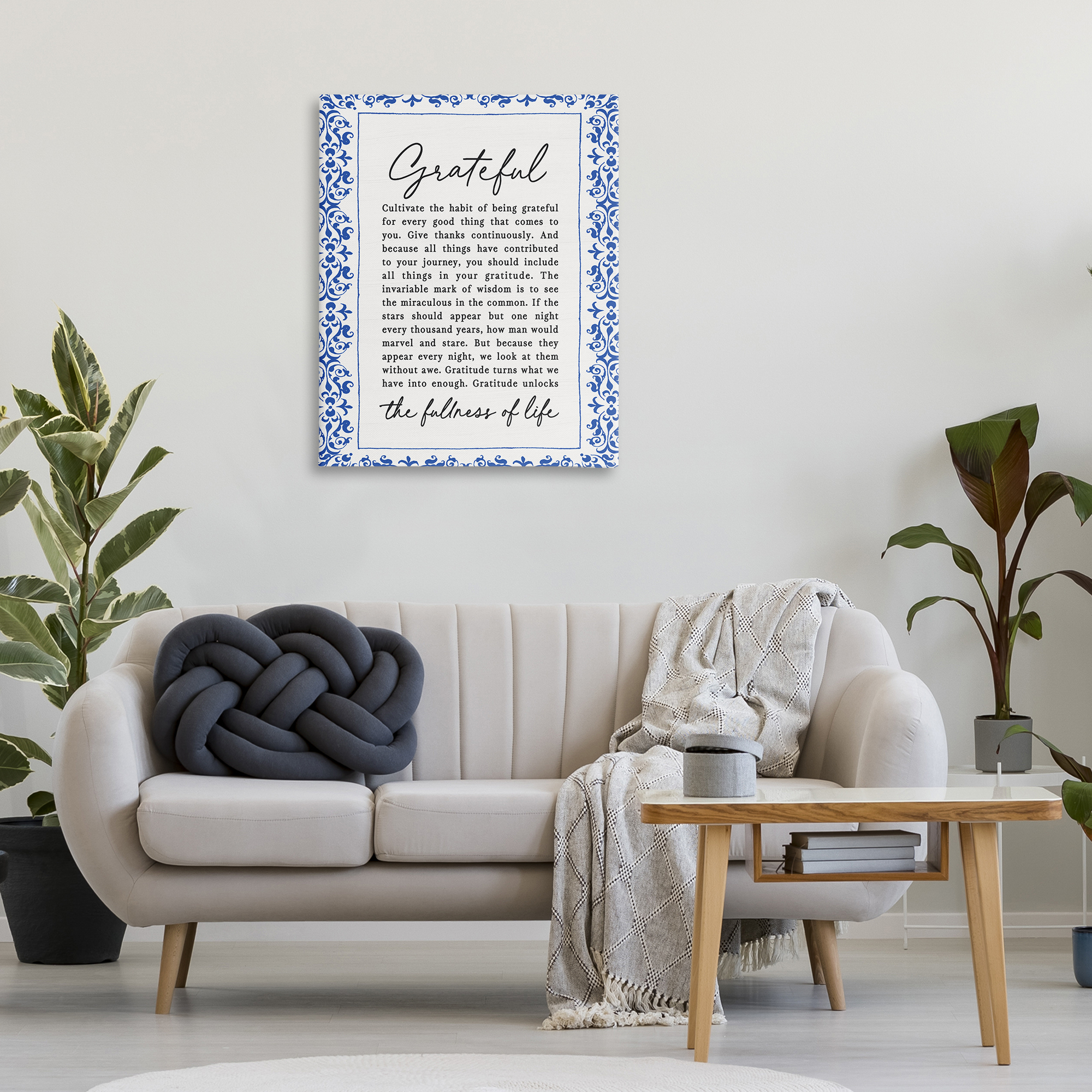 Gratitude Unlocks Fullness Of Life Canvas Wall Art, design by Lettered and Lined