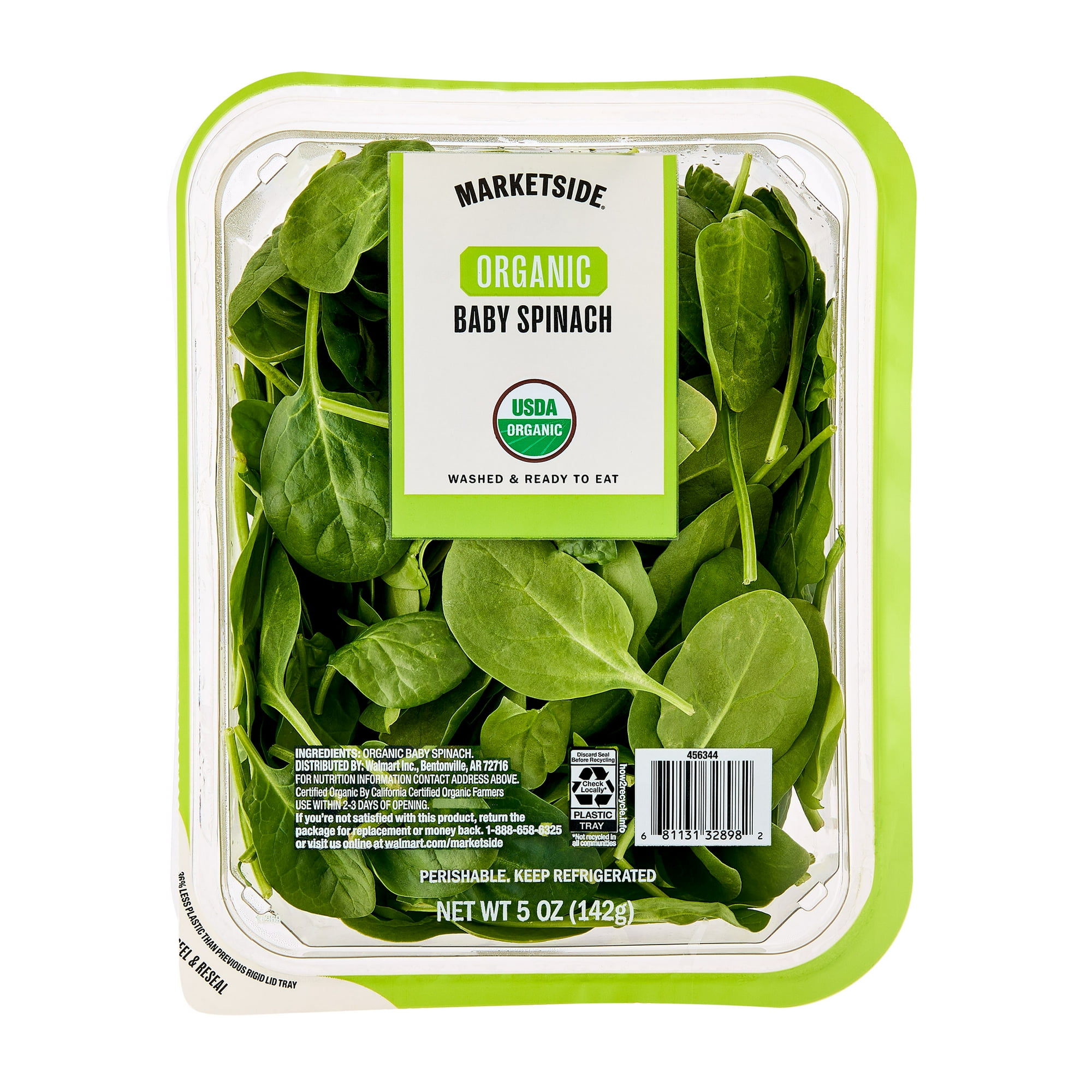 Marketside Organic Baby Spinach Salad, 5 oz Clam Shell (Fresh)