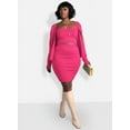 thumbnail image 3 of Rebdolls Women's Plus Solid Open Front Knit Cardigan - Fuchsia - 2X, 3 of 4